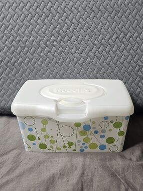 Huggies Wipes Container with Green & Blue Dot Design